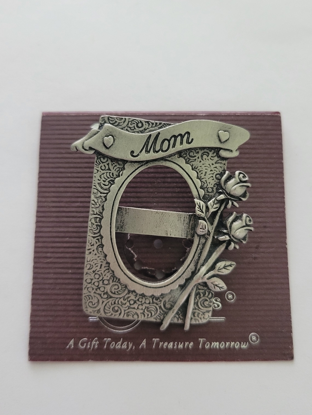 Vintage Signed J.J Jonette Jewelry Brooch Pin Silver Pewter Mom Photo Frame New